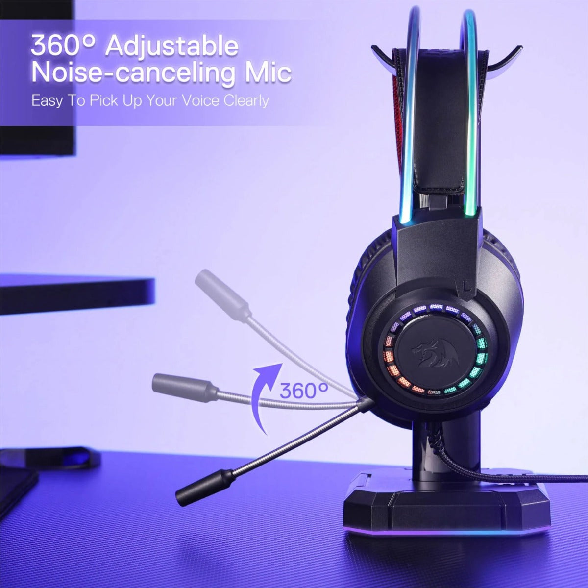 Redragon SCREAM Over-Ear RGB Gaming Headset - Black - Black