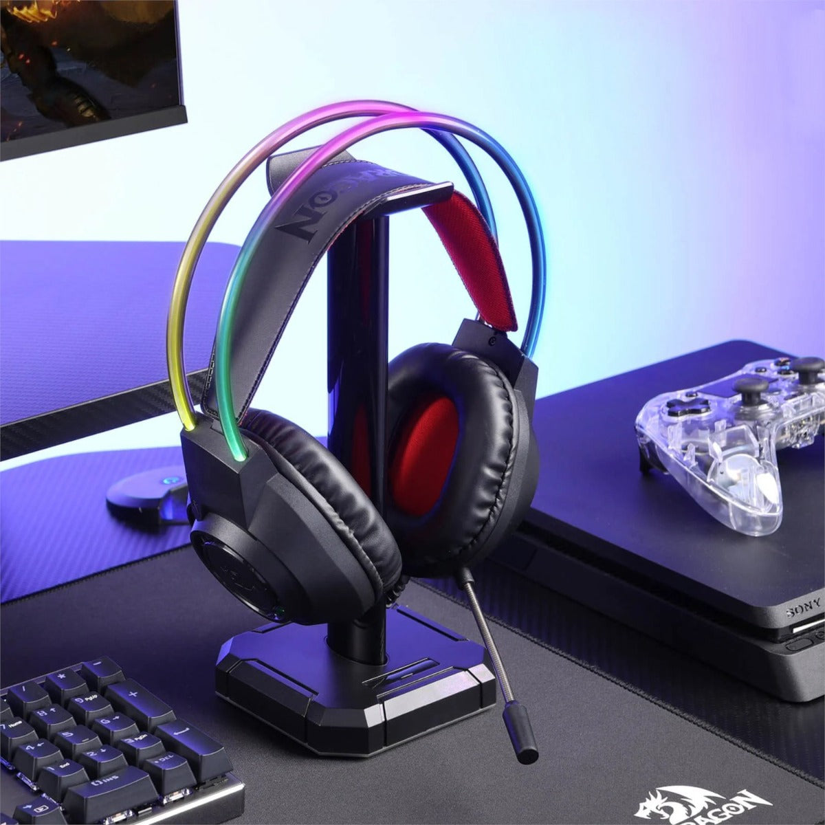 Redragon SCREAM Over-Ear RGB Gaming Headset - Black - Black
