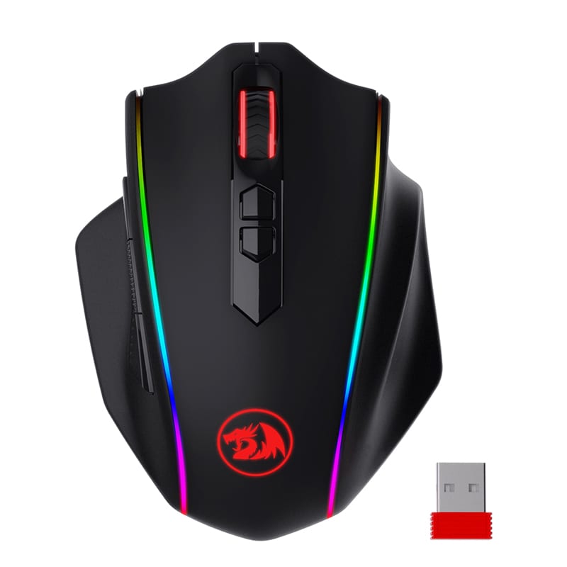 Redragon Vampire Elite Wireless 8 Button Ergonomic RGB Gaming Mouse - Black - Black