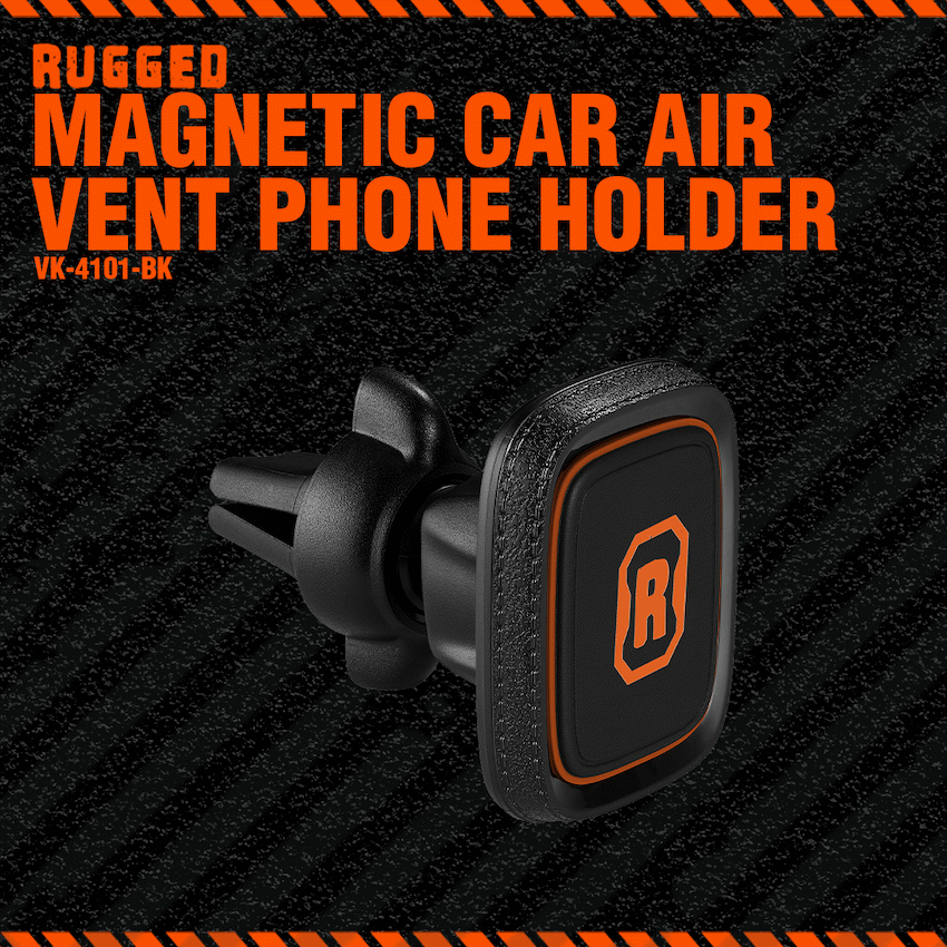 Rugged by Volkano Magnetic Car Air Vent Phone Holder - Black - Black - Mobile Accessories