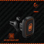 Rugged by Volkano Magnetic Car Air Vent Phone Holder - Black - Black - Mobile Accessories