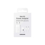 Samsung 1 USB C Port Travel Adapter PD 15W with Cable Type C to Type C - White - White
