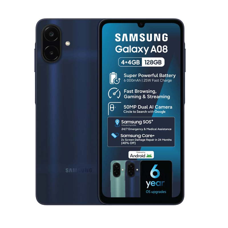 Samsung Galaxy A08 4G Dual Sim 128GB - Dark Blue - Dark Blue