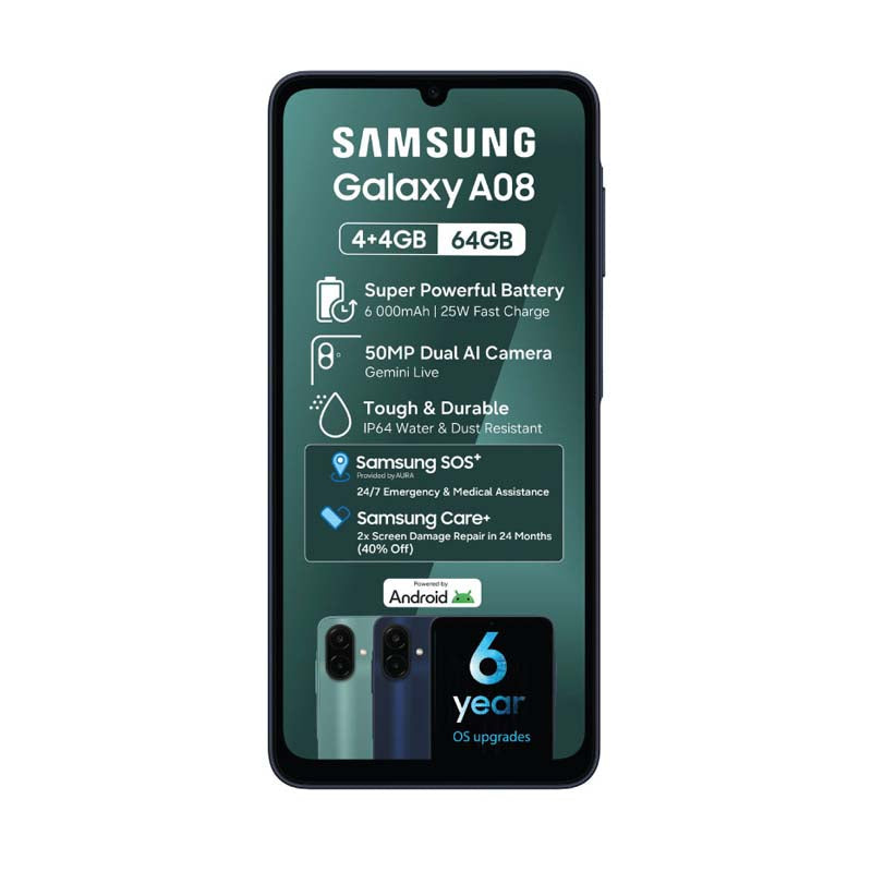 Samsung Galaxy A08 4G Dual Sim 64GB - Dark Blue - Dark Blue