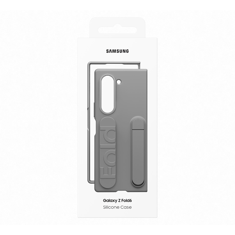 Samsung Galaxy Z Fold6 Silicone Standing Case with Strap - Grey - Grey