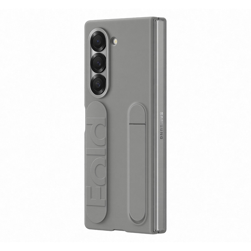 Samsung Galaxy Z Fold6 Silicone Standing Case with Strap - Grey - Grey