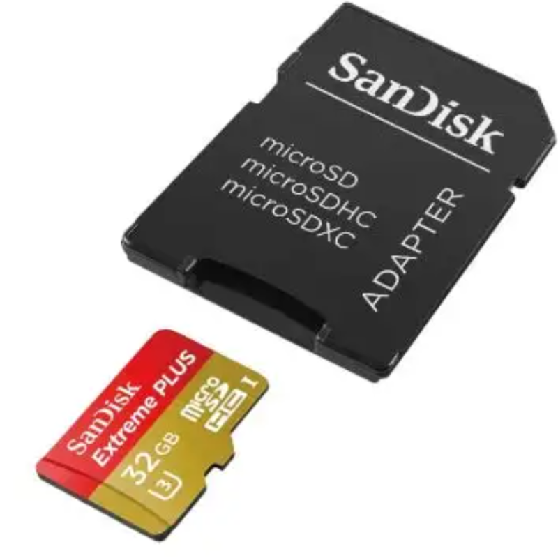 Sandisk 32GB Extreme Plus mircoSDHC UHS-I Card with Adapter - Black