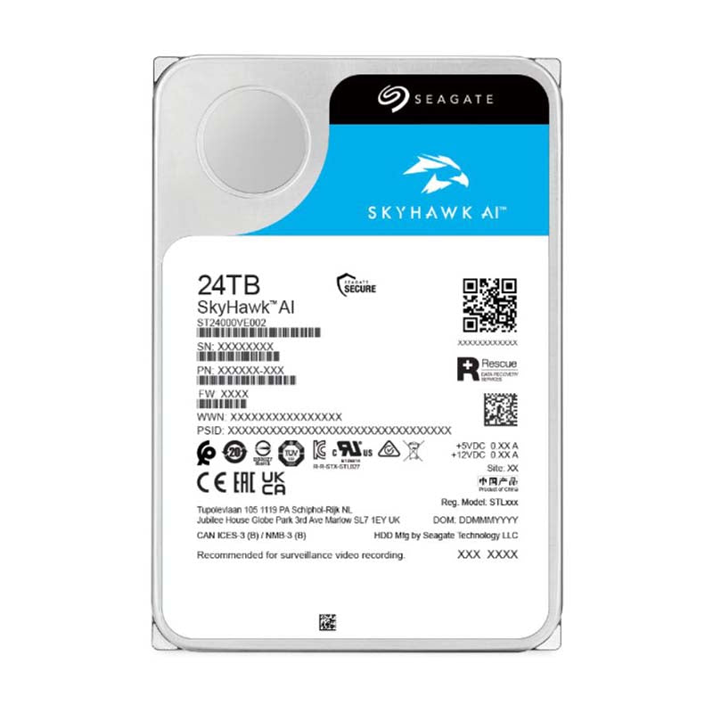 Seagate SkyHawk AI 3.5-inch 24TB Internal Hard Drive - Black