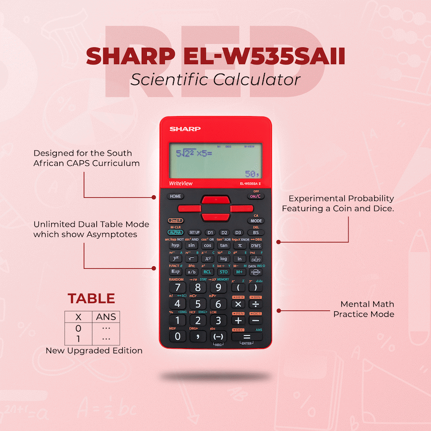 Sharp EL-W535SAII Scientific Calculator - Red - Red - Education and learning