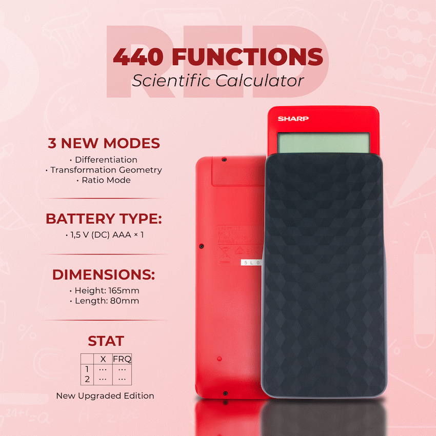 Sharp EL-W535SAII Scientific Calculator - Red - Red - Education and learning