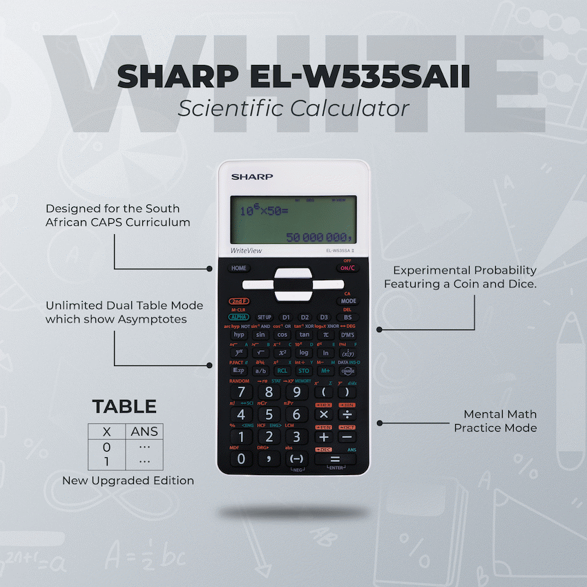 Sharp EL-W535SAII Scientific Calculator - White - White - Education and learning