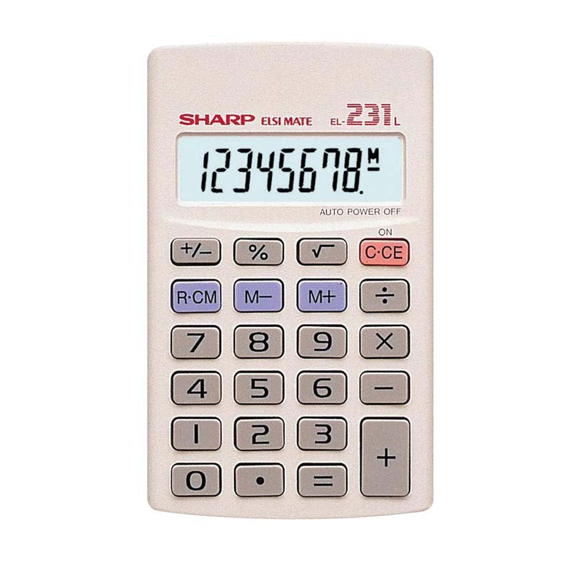 Sharp EL231 LB Pocket Calculator - Grey