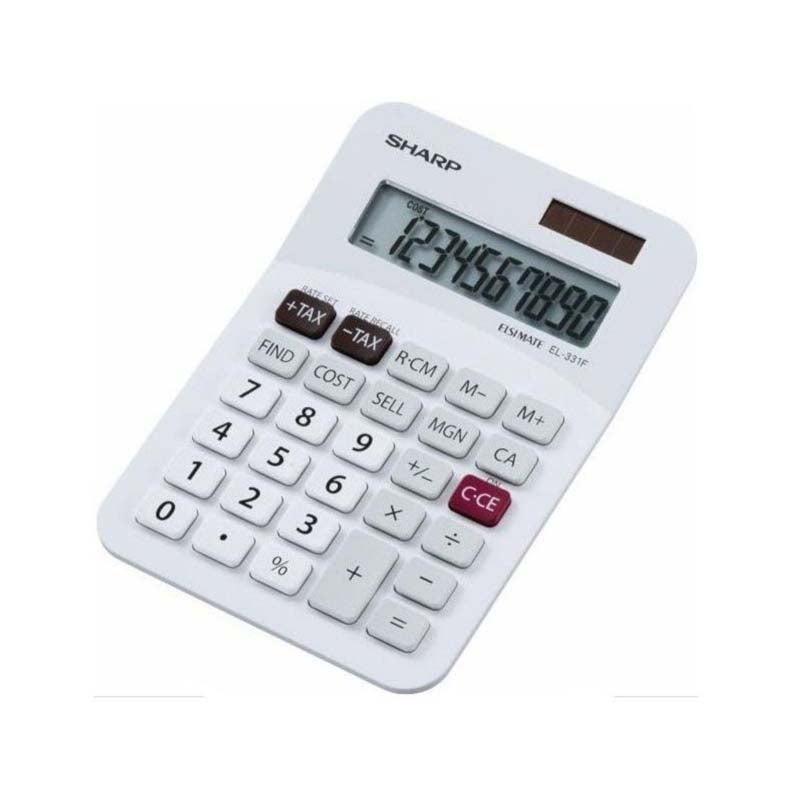Sharp EL331F 10 Digit Desktop Calculator - White - White