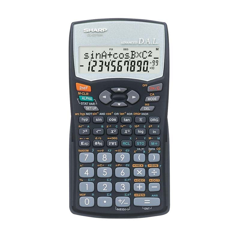 Sharp EL531 WH-BBK 12 Digit Scientific Calculator - Black / Silver - Silver/Black