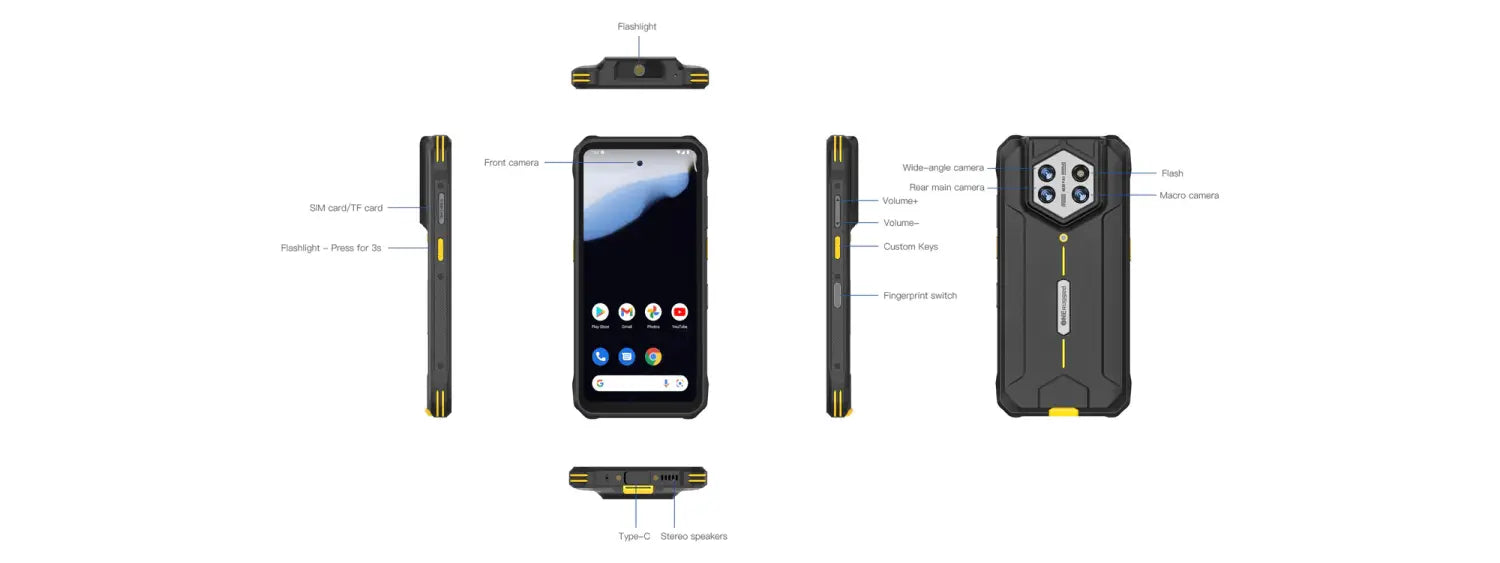 ONERugged P1 Rugged Phone 8GB RAM 128GB ROM - Black