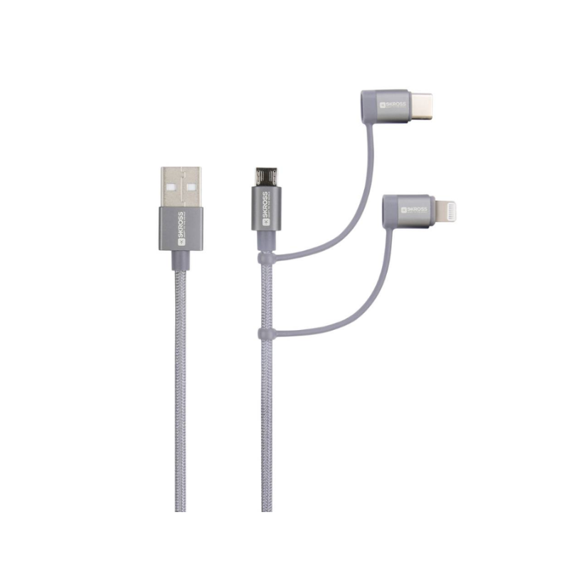Skross 3-in-1 Charging Cable 1.2m - Space Grey - Space Grey