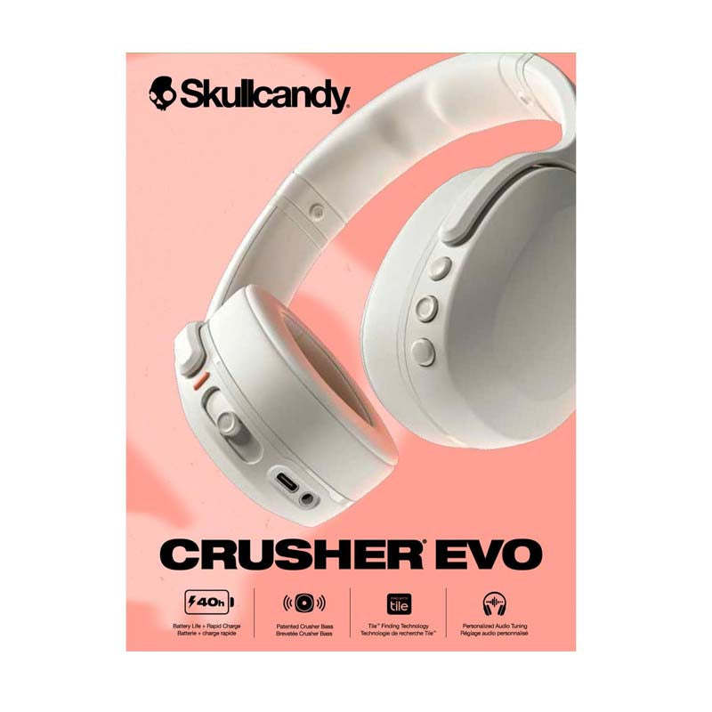 Skullcandy Crusher ANC 2 Sensory Bass Headphones With ANC - Bone / Orange - White