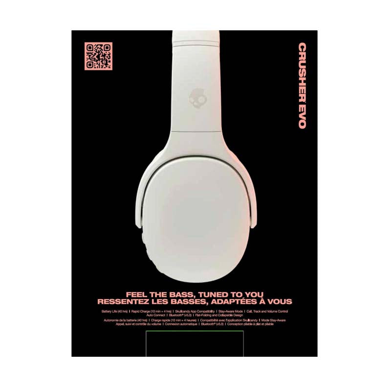 Skullcandy Crusher ANC 2 Sensory Bass Headphones With ANC - Bone / Orange - White