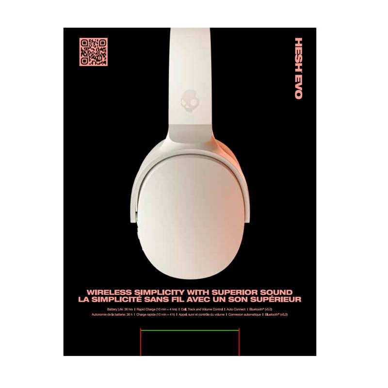 Skullcandy Hesh Evo Wireless Headphones - Bone / Orange - White