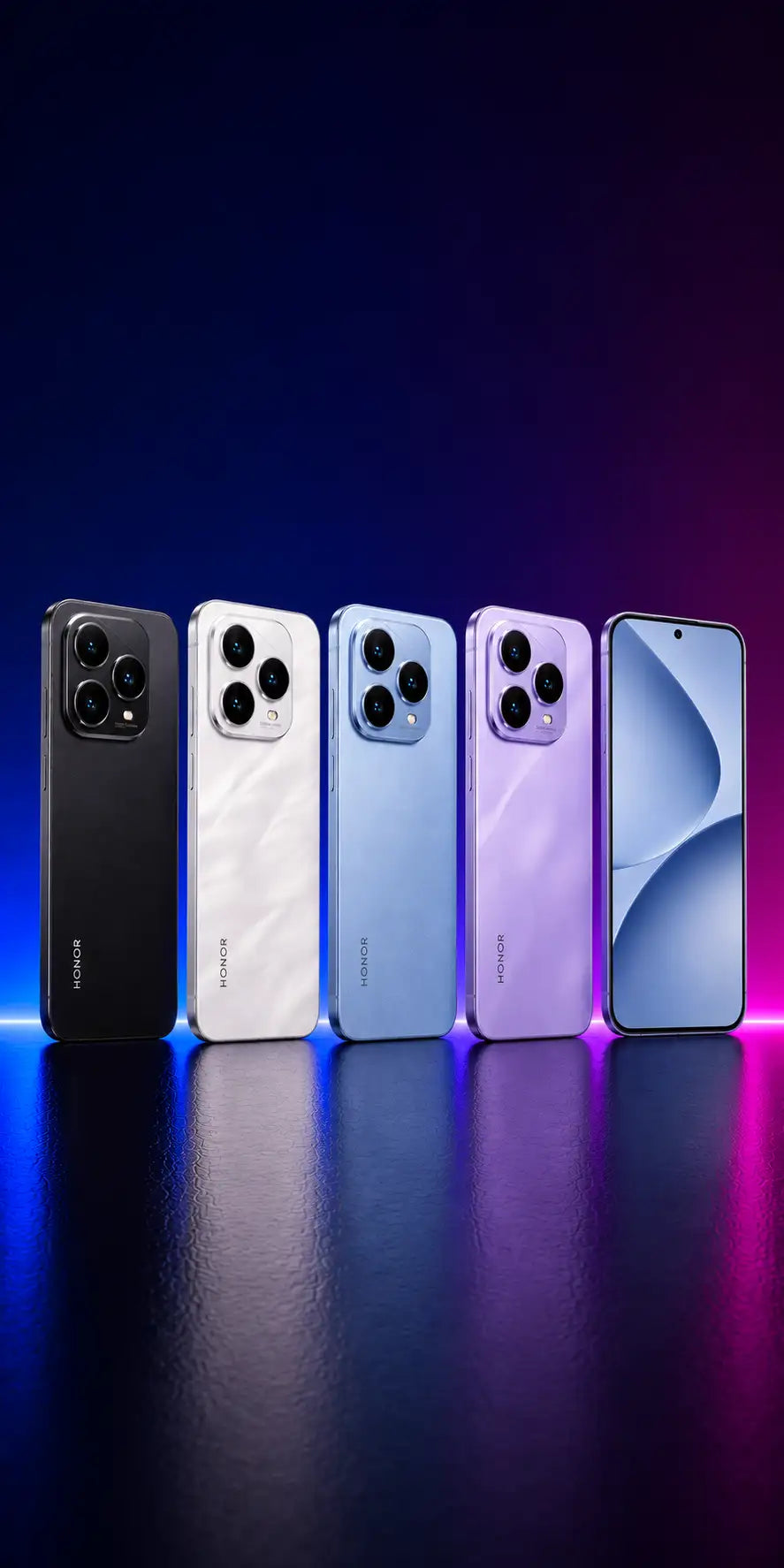 A sleek, modern smartphone with a glossy finish and triple-camera module on the back.