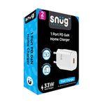 Snug 1 Port PD GaN Wall Charger 33W - White - White