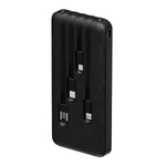 Snug 10000mAh Power Bank With Built-In Cables - Black - Black