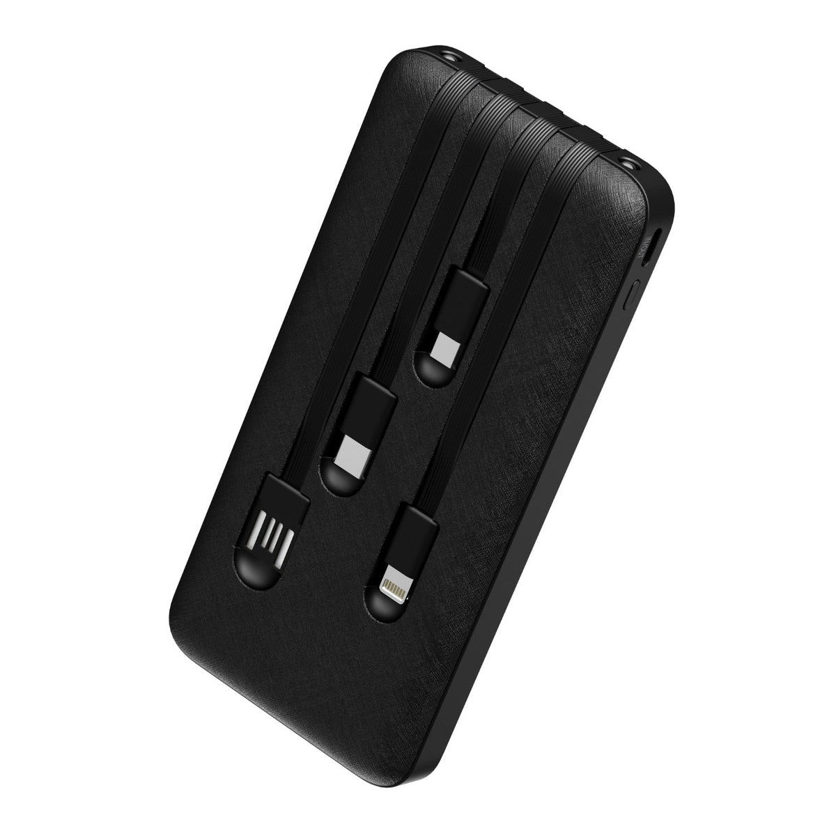 Snug 10000mAh Power Bank With Built-In Cables - Black - Black