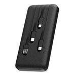 Snug 10000mAh Power Bank With Built-In Cables - Black - Black