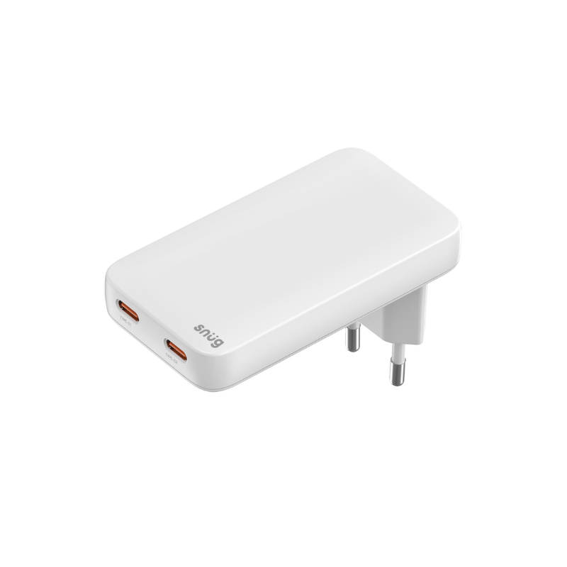Snug 2 Port PD GaN Slim Wall Charger 65W - White - White