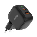 Snug 2 Port USB/Type C Wall Charger 35W - Black - Black