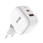 Snug 2 Port USB/Type C Wall Charger 35W - White - White