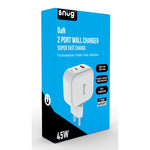 Snug 2 Port USB/Type C Wall Charger 45W - White - White