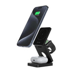 Snug 3-In-1 Magnetic Wireless Travel Charger 15W - Black - Black