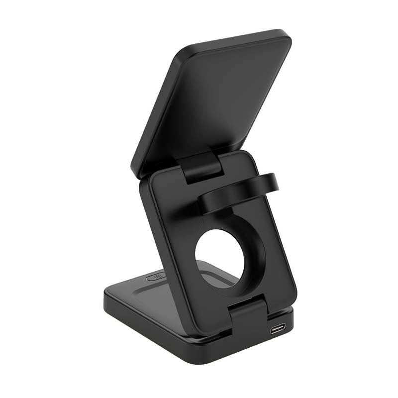Snug 3-In-1 Magnetic Wireless Travel Charger 15W - Black - Black