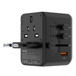SNUG 5 Port Universal Travel Adapter - 25W - Black - Black & Grey