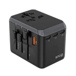 SNUG 5 Port Universal Travel Adapter - 25W - Black - Black & Grey