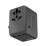 SNUG 5 Port Universal Travel Adapter - 25W - Black - Black & Grey
