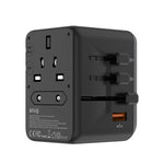 SNUG 5 Port Universal Travel Adapter - 25W - Black - Black & Grey