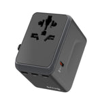 SNUG 5 Port Universal Travel Adapter - 25W - Black - Black & Grey