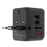SNUG 5 Port Universal Travel Adapter - 45W - Black - Black & Grey