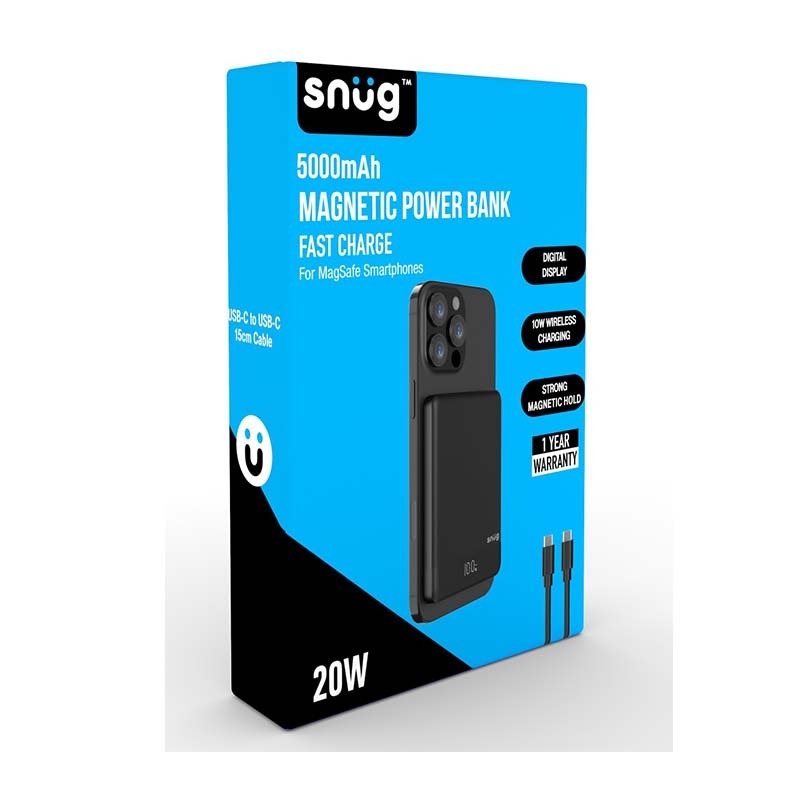 Snug 5000mAh Magnetic Powerbank - Black - Black