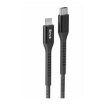Snug 60W Type C To MFI Nylon Braided Cable 1.2M - Black / Silver - Silver/Black