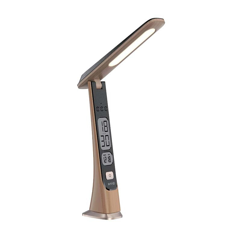 Snug LED Desk Lamp With Clock - Wood - Rose Gold