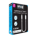 Snug Type C To MFI Lightning Cable 30W 25cm - White - White