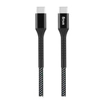 Snug Type C To Type C Nylon Braided Cable 60W 1.2m - Black / Silver - Silver/Black