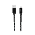 Snug USB To MFI Lightning Nylon Braid Cable 12W 1.2 Meter - Black/Silver - Black