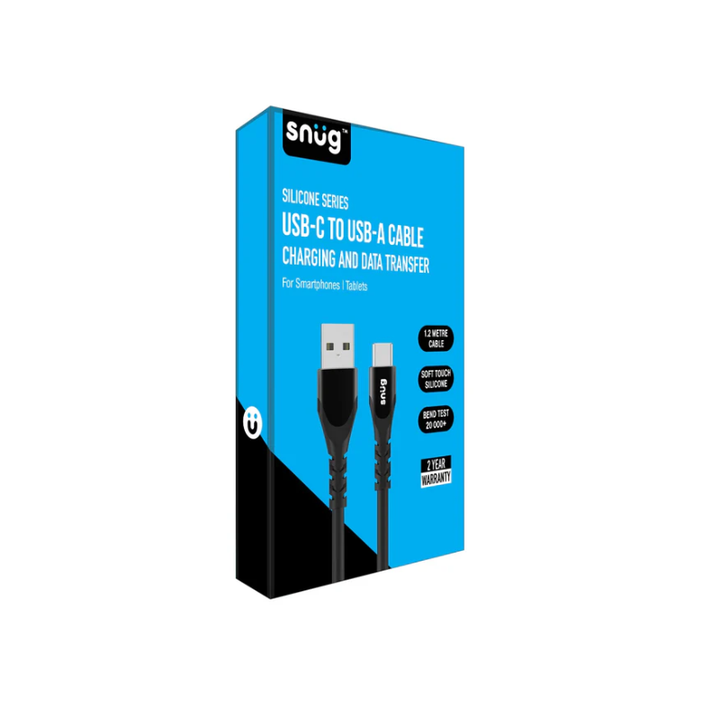 Snug USB To Type-C Silicone Cable 1.2 Meter - Black - Black