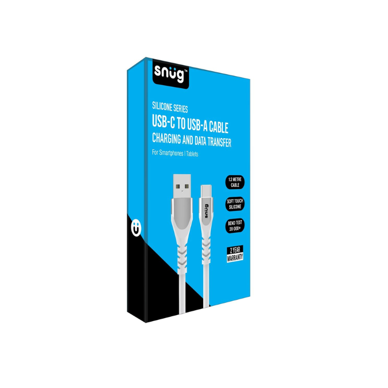 Snug USB To Type-C Silicone Cable 1.2 Meter - White - White