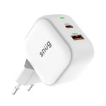 Snug USB/Type-C Wall Charger 35W with MFI Cable - White - White