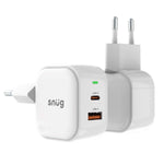 Snug USB/Type-C Wall Charger 35W with MFI Cable - White - White